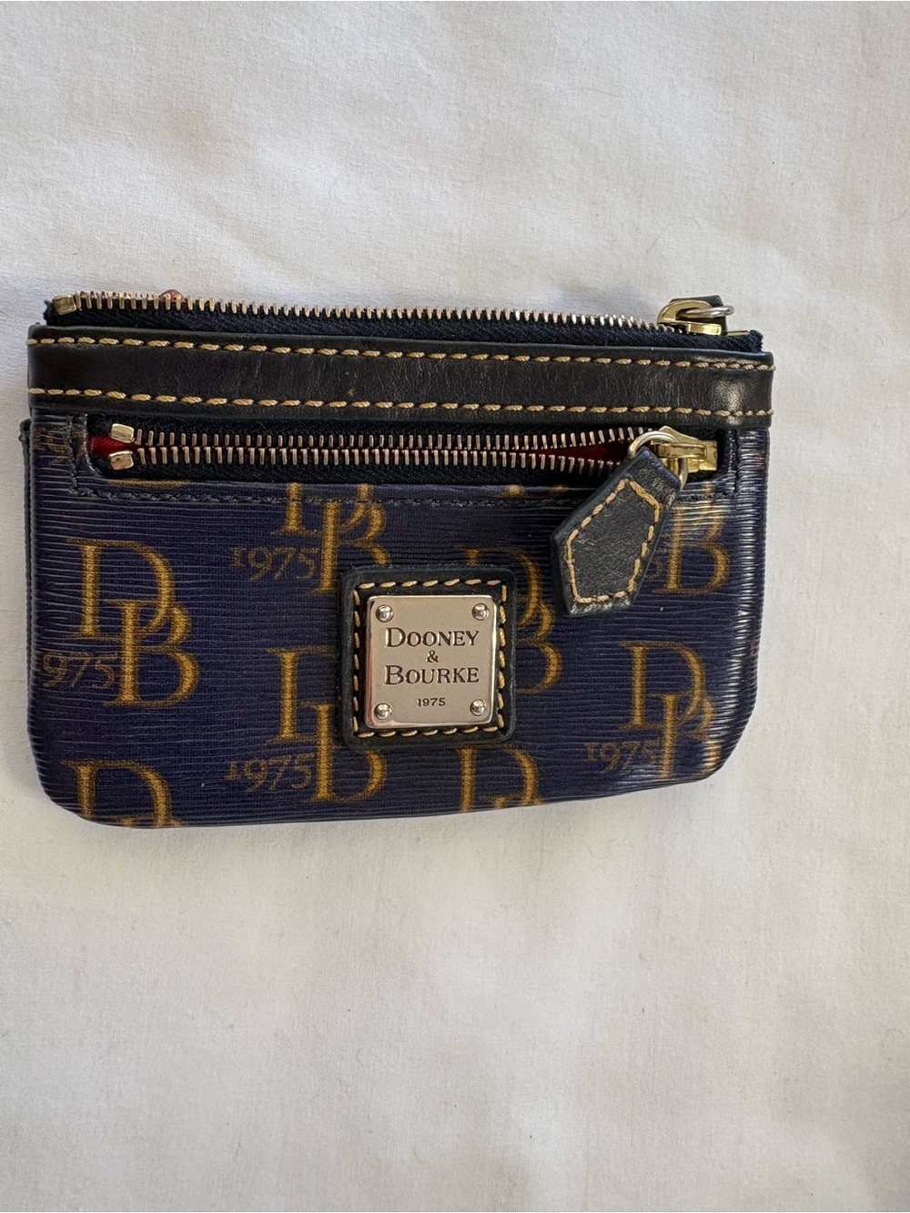 Dooney & Bourke Purple Signature Card Holder Coin Pouch with Key Ring
